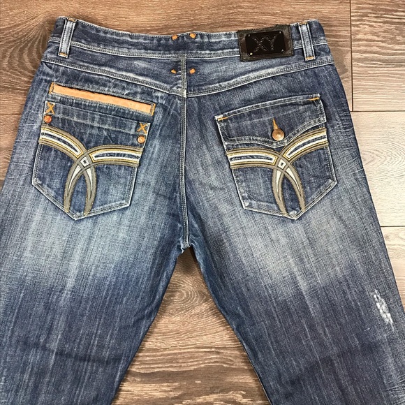 X-Ray Men’s Distressed Faded Blue Straight Leg Denim Jeans Size 36 - Picture 8 of 10